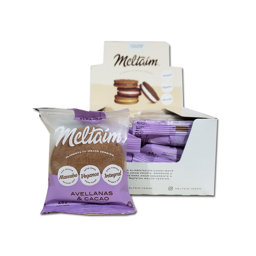 Caja x12 alfajores - AVELLANAS y CACAO - Meltaim