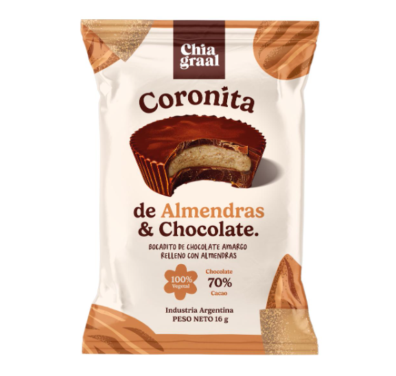 Caja x16u - Coronitas ALMENDRAS y CHOCOLATE - Chia Graal