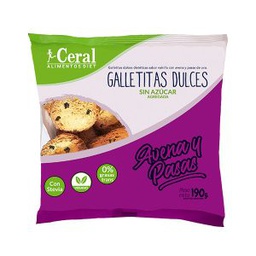 [2232] GALLETITAS de AVENA y PASAS s/AZUCAR x190g - Ceral